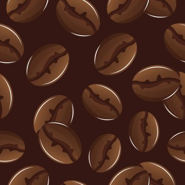 Kahverengi arka planda güzel bir gradyanı olan kavrulmuş kahverengi kahve çekirdekleri ile kusursuz desen, gıda tasarımı, markalaşma ve ambalajlama için.