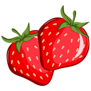 Olgun, yeşil kuyruklu kırmızı çilek simgesi, menüler, mobil uygulamalar, paketleme ve bilgi grafikleri için