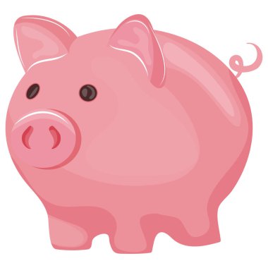 colored icon of a pink piggy bank for saving and storing money, for thematic designs on the topic of business, banking and finance