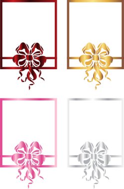 Renkli boş metin çerçeveleri sertifikalar, posterler veya tatil kartları için, çiçek şeklinde ortasında fiyonklar ile renk eğimleri olan bir set