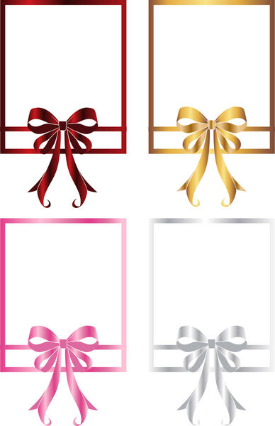 set of blank templates for text with color gradients and colored bows in the middle, for certificates, posters or holiday cards