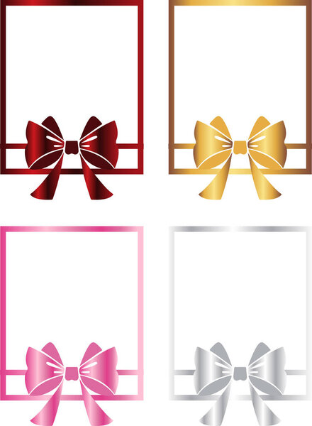 set of poster templates of colorful frames with colorful small bows in the middle, for certificates, posters or holiday cards