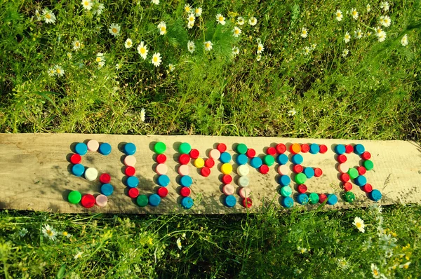 Zomer gemaakt van plastic doppen — Stockfoto