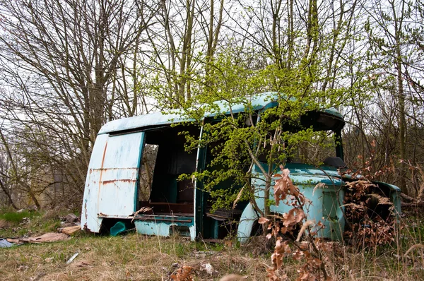 Vieille voiture détruite au bord de la forêt — Photo