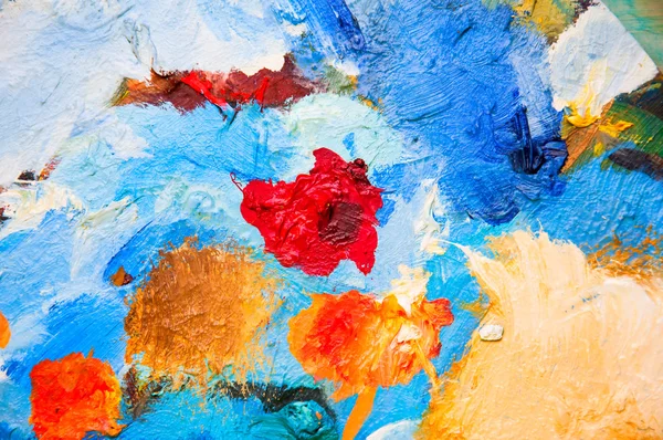 Pinturas al óleo multicolor primer plano fondo abstracto — Foto de Stock