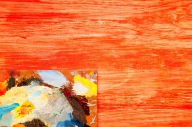 Resim paleti renkli ahşap zemin üzerine