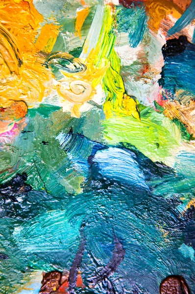 Peintures à l'huile multicolore gros plan fond abstrait — Photo