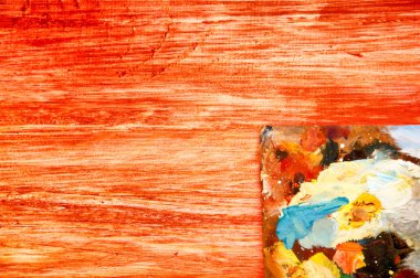 Resim paleti renkli ahşap zemin üzerine