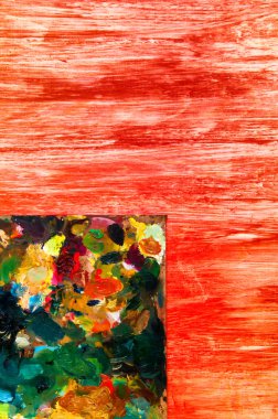 Resim paleti renkli ahşap zemin üzerine