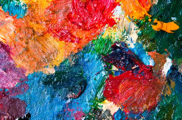 Pinturas a óleo multicolorido closeup fundo abstrato — Fotografia de Stock