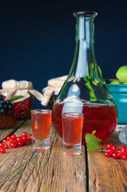 Sağlıklı ev yapımı kırmızı kuş üzümü tentür