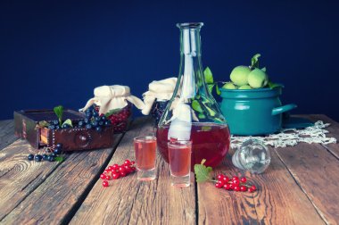 Sağlıklı ev yapımı kırmızı kuş üzümü tentür