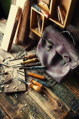 Keskiler ve geleneksel marangoz worksh Ahşap oyma parça