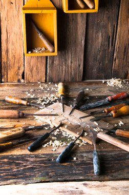 Keskiler ve geleneksel marangoz worksh Ahşap oyma parça