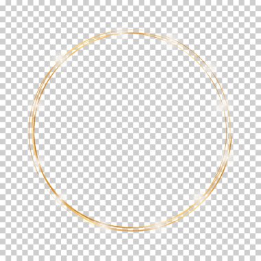 Şeffaf arkaplanda altın yuvarlak çerçeve