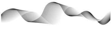Beyaz arkaplanda soyut vektör gri eğri dalga çizgileri