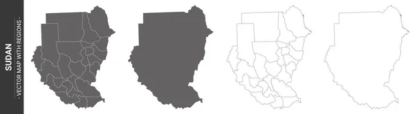 Set Von Politischen Landkarten Des Sudan Mit Isolierten Regionen Auf — Stockvektor