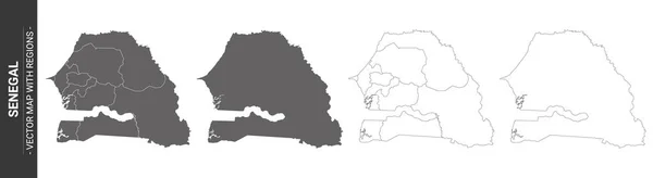 Set Von Politischen Landkarten Des Senegal Mit Isolierten Regionen Auf — Stockvektor