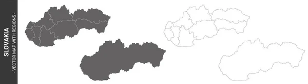 Satz Von Politischen Karten Der Slowakei Mit Isolierten Regionen Auf — Stockvektor