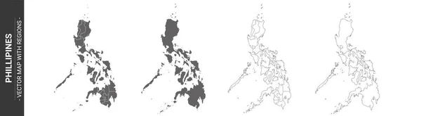 Set Von Politischen Landkarten Der Philippinen Mit Isolierten Regionen Auf — Stockvektor