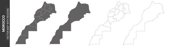 Set Von Politischen Landkarten Von Marokko Mit Isolierten Regionen Auf — Stockvektor