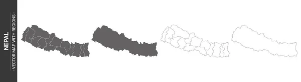 Set Von Politischen Karten Von Nepal Mit Isolierten Regionen Auf — Stockvektor