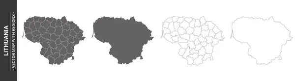 Satz Von Politischen Landkarten Von Litauen Mit Isolierten Regionen Auf — Stockvektor