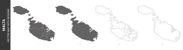 Set Von Politischen Karten Von Malta Mit Isolierten Regionen Auf — Stockvektor