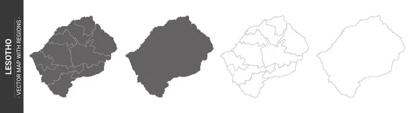 Set Von Politischen Landkarten Von Lesotho Mit Isolierten Regionen Auf — Stockvektor