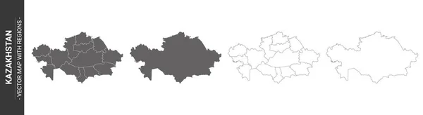 Set Von Politischen Karten Von Kasachstan Mit Isolierten Regionen Auf — Stockvektor