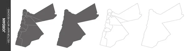 Set Von Politischen Landkarten Von Jordanien Mit Isolierten Regionen Auf — Stockvektor