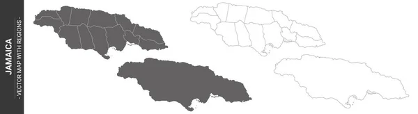 Set Von Politischen Landkarten Von Jamaika Mit Isolierten Regionen Auf — Stockvektor