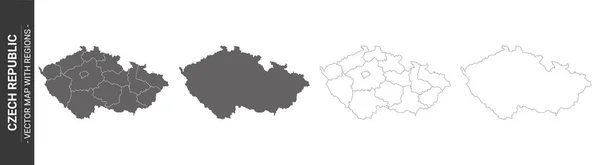 Satz Von Politischen Landkarten Der Tschechischen Republik Mit Isolierten Regionen — Stockvektor