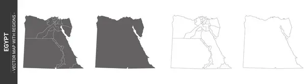 Set Von Politischen Landkarten Ägyptens Mit Isolierten Regionen Auf Weißem — Stockvektor