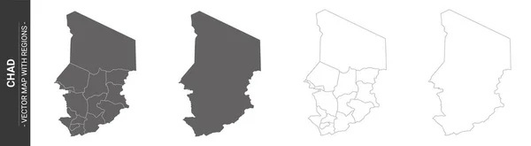 Set Von Politischen Landkarten Des Tschad Mit Isolierten Regionen Auf — Stockvektor