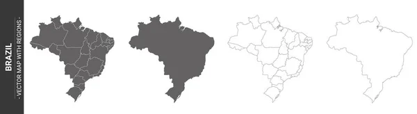 Set Von Politischen Landkarten Von Brasilien Mit Isolierten Regionen Auf — Stockvektor