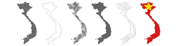 Set Politischer Karten Von Vietnam Mit Regionen Und Flaggenkarte Isoliert — Stockvektor