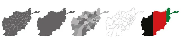 Afganistan Bölgeleri Beyaz Arka Planda Izole Edilmiş Bayrak Haritaları — Stok Vektör