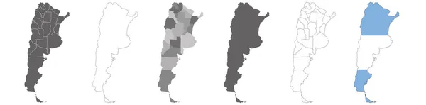 Serie Mappe Politiche Dell Argentina Con Regioni Mappa Bandiera Isolate — Vettoriale Stock