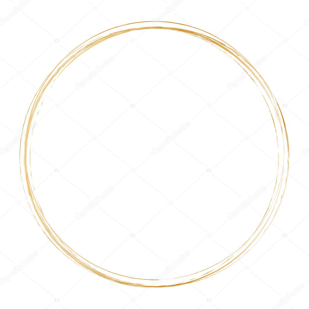 gold brush round frame banners on white background