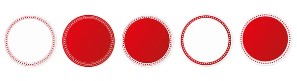 一套白色背景的红色圆形贴纸横幅 — 图库矢量图片