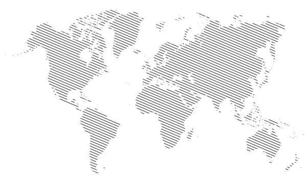 Vector Mundo Mapa Líneas Silueta Sobre Fondo Blanco — Vector de stock