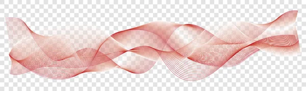 Abstract Red Vector Wave Lines Transparent Background — Stock Vector