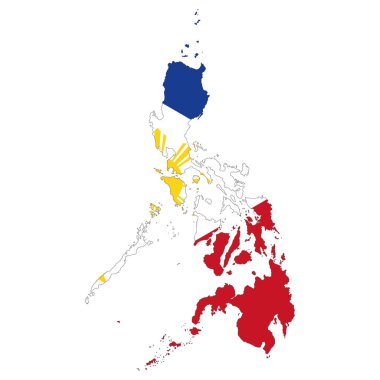 Beyaz arkaplanda izole edilmiş Filipinler 'in vektör haritası bayrağı