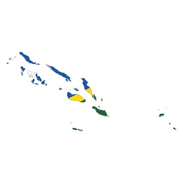 Vektor Karta Flagga Salomonöarna Isolerad Vit Bakgrund — Stock vektor