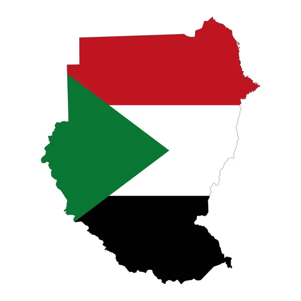 白地に隔離されたスーダンのベクトル地図の旗 — ストックベクタ
