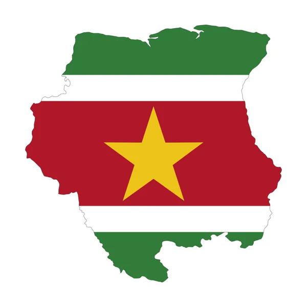 Vector Map Flag Surinam Isolado Sobre Fundo Branco — Vetor de Stock