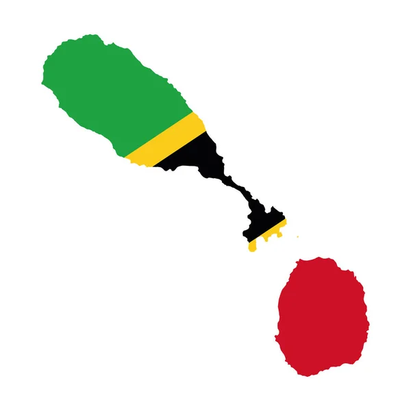 Mappa Vettoriale Bandiera Saint Kitts Nevis Isolata Sfondo Bianco — Vettoriale Stock