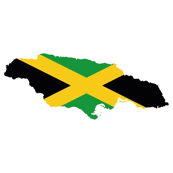 Vetor Mapa Bandeira Jamaica Isolado Fundo Branco — Vetor de Stock