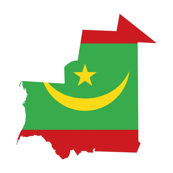 Carte Vectorielle Drapeau Mauritanie Isolé Sur Fond Blanc — Image vectorielle